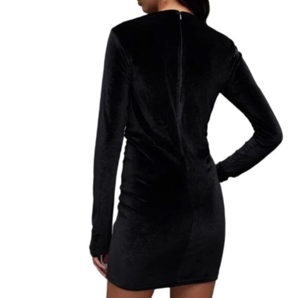 All Saints Anya Velvet V-Neck Mini Dress - Black Size 2 - Picture 2 of 7